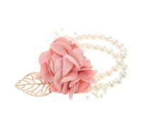 Hemobllo Bracelets De Perles Avec Décoration De Fleurs Artificielles Pour Mariée Demoiselle Honneur Événements Spéciaux Comme Mariage Et Bal