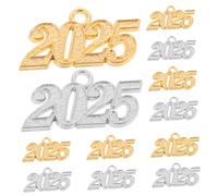 Hemobllo Breloques Pendentifs 2025 en Alliage 12 Pcs Argenté et Or, pour Création Bijoux Femme, Charms Légers et Colorés, DIY Bracelets Colliers Fête Nouvel An 2025