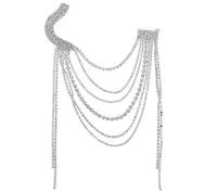 Hemobllo Broche à Pampilles Argentée Scintillante 1 Pièce - Épingle à Pull Multi-Niveaux pour Cérémonie Mariage et Soirée - Accessoire Mode Femme et Homme Broche Chaîne de Revers