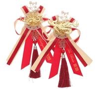 Hemobllo Broche à Thème Chinois pour Mariée et Marié Paire de Broches de Mariage en Ruban Créatif Accessoire Ornement Romantique pour Cérémonie Nuptiale Traditionnelle