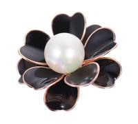 Hemobllo Broche Camélia en Alliage 1 Pièce, Épingle de Sécurité Fleur Perlée, Finition Rose Doré Noir, Accessoire Femme Élégant pour Vêtements Décontractés et Formels