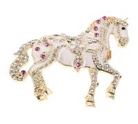 Hemobllo Broche Cheval en Cristaux, Épinglette Cheval en Émail, Style Vintage et Palais, Blanc, Légère, pour Événements et Présents, Nouvel An Chinois 2026 et Fête du Printemps