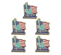 Hemobllo Broche Commémorative Élégante Portable et Résistante 5 Pièces en Alliage de Zinc 250e Anniversaire de L'indépendance pour Célébration Patriotique