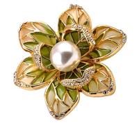 Hemobllo Broche Fleur Décorative En Alliage Vert, Épinglette Boutonnière Élégante Pour Femme, Accessoire Mode Pour Costume Et Tenue Formelle, Bijou Mariage Raffiné, Taille Unique