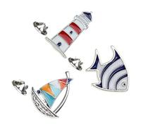 Hemobllo Broches Épingle Poisson Tropical Voilier 3 Pièces Métal Accessoire Marine pour Robe Veste Paquet Cérémonie