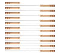 Hemobllo Brochettes en Acier Inoxydable 33 CM avec Manche en Bois - Lot de 20 Piques Rondes pour Barbecue Grillades de Viande et Légumes pour Camping et Sorties en Plein Air