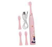 Hemobllo Brosse à Dents Électrique Garçon Fille Rose Étanche Cartoon Brosse Rechargeable Portable Nettoyage Complet des Dents Tête Amovible Brossage Ludique pour Garçon et Fille