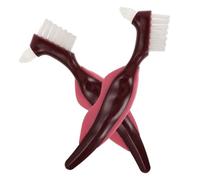 Hemobllo Brosse à Dents pour Prothèse 2 Pièces à Poils Fermes, Outil Compact pour Nettoyage Quotidien des Prothèses Dentaires, Adapté aux Adultes et Seniors