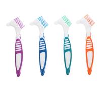 Hemobllo Brosses à Dents Nettoyage Lot de 4 pour Prothèses Dentaires Doubles Têtes Design Ergonomique Écologique Couleur Aléatoire Adaptées aux Demi et Prothèses Partielles