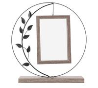 Hemobllo Cadre Photo Flottant Vintage en Métal Forme Feuille 15 Cm Noir Double Face pour Bureau Décoration Commémorative Cadre de Table Familial Solide