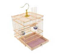 Hemobllo Cage à Oiseaux Rectangulaire Naturelle pour Petits Oiseaux Design Amical avec Plateau Amovible et Crochet Suspendu Habitat Confortable pour Perruches Chardonnerets et Zostérops