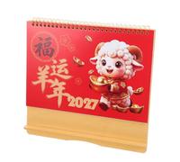 Hemobllo Calendrier de Bureau 2027 à Base Bois, Mouton, Vertical Rouge | Pages à Grand Format, Retournement Fluide, Repères Lunaires, pour Maison et Espace de Travail