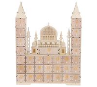 Hemobllo Calendrier de Compte à Rebours du Ramadan en Bois 30 Jours avec Tiroirs à Remplir, Décoration de L’aïd Moubarak pour Bureau et Maison, Ornement Islamique pour Fête