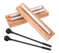Hemobllo Carillons à Main Double En Métal Et Bois Avec Maillet, Kit D'instruments De Percussion Pour Contemplation Et Yoga, Écho Résonnant Longue Durée, Accessoires Pour Exercices De Pleine Conscience