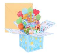 Hemobllo Carte D'anniversaire Pop-up 3d en Papier, 1 Set, Intérieur Vierge pour Messages, Décoration de Fête et Célébrations Familiales, pour Garçon et Filles