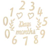 Hemobllo Cartes de Croissance Mensuelles en Bois 17 Pièces pour -Né Cartes Étapes Bébé Chiffres 0-9 et Mots Jours Mois Années Accessoires Photo Anniversaire Bébé