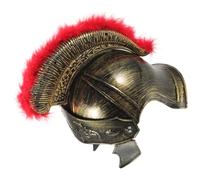 Hemobllo Casque de Soldat Romain pour Adultes en Plastique Doré Crête Rouge Accessoire de Costume Médiéval pour Cosplay Carnaval et Soirées à Thème Historique