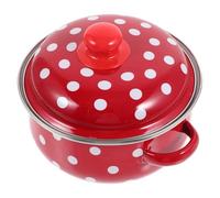 Hemobllo Casserole Émaillée Épaisse Rouge à Pois pour Pot à Soupe Double Poignée Compatible Plaques Électriques et Induction Cuisson Uniforme et Sécurisée
