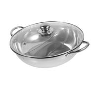 Hemobllo Casserole Hot Pot Divisée Acier Inoxydable Double Compartiment Antirouille Fondue Chinoise Familiale Compatible Induction et Gaz Résistante