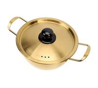 Hemobllo Casserole Inox Double Anse avec Couvercle Fait Tout pour Cuisine Coréenne Induction et Feu Ouvert Scalding et Antidérapante pour Nouilles Instantanées et Plats Variés