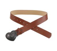 Hemobllo Ceinture Femme Vintage en Similicuir Marron Rétro Ceinture Large à Boucle en Alliage Forme Cœur pour Jeans et Robes Ajustable Maintien Confortable