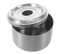 Hemobllo Cendrier Coupe-Vent 3 Rest avec Couvercle, en Acier Inoxydable | Forme Entonnoir Argentée, Bords Arrondis Lisses, pour Cigarettes et Cigares, Usage Extérieur