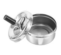 Hemobllo Cendrier Métallique Anti-odeur à Plateau Tournant avec Couvercle Fermé, Design Rond Argenté et Adapté pour Usage Intérieur et Extérieur