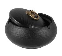 Hemobllo Céramique Cendrier Design Rond Moderne avec Couvercle, Noir | Base Stable, Nettoyage Facile, Portable, pour Études et Salons, Style Décoratif Élégant, Usage Fumeurs