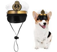 Hemobllo Chapeau amusant pour animal de compagnie - Chapeau de cosplay pour chat - Costume de capitaine pour chien - Tête réglable - Accessoire photo pour chats et chiens