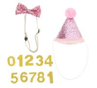 Hemobllo Chapeau Anniversaire Chien Chat avec Noeud Rose Accessoires de Fête Réutilisables pour Animaux Set Décoration Cône Festif pour Célébrations Pet Party