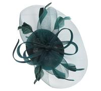 Hemobllo Chapeau Fascinateur en Résille Plumage Accessoire de Coiffure pour Mariée Couleur Vert Foncé Style Bibi Élégant pour Mariage Fête et Tea Party