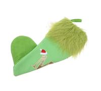 Hemobllo Chaussette de Noël Verte Tricot avec Broderie Lettre Capacité Spacieuse Douce et Chaude Décoration Festive Humoristique pour Fêtes de Famille et Sapin de Noël