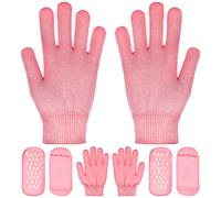 Hemobllo Chaussettes Hydratantes Moufles Hydratants 2 Rose Soins des Pieds et Mains Gel Hydratant Anti-Callosités Confort