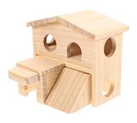 Hemobllo Chinchilla Cage Wooden Hamster Castle Double Layer Pet Hut Warm Comfortable Platform for Small Rodents