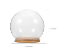 Hemobllo Cloche en Verre Transparente Sphérique 165 CM avec Socle en Bambou Présentoir Décoratif pour Fleurs Éternelles Protection Anti-Poussière pour Objets Décoratifs et Bijoux