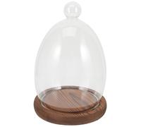 Hemobllo Cloche en Verre Transparente Œuf avec Socle en Bois Vintage, Dôme Décoratif Anti-poussière pour Fleurs Éternelles, Pot à Fleurs Micro-Paysage Saint-Valentin, Décoration Créative