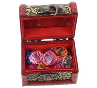 Hemobllo Coffre de Pirate pour Garçon et Filles en Acrylique et Bois Petite Taille avec 10 Pierres Colorées pour Chasse au Trésor et Fête Pirate