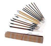 Hemobllo Coffret de Calligraphie Chinoise 15 Pièces pour Débutants Pinceaux en Poils Naturels pour Aquarelle et Peinture à L'Encre Kit Artistique Complet Manche Léger pour Peinture