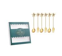 Hemobllo Coffret Présent Alimentaire 6 Pièces Cuillères et Fourchettes en Acier Inoxydable Pratiques pour Dessert et Gâteau Pendentif Étoile, Usage Facile et Polyvalent