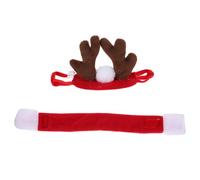 Hemobllo Coiffe de Noël pour Chien, Serrage-tête Bois de Cerf en Peluche Courte Rouge, Confortable, Réduit la Gêne, pour Chat et Chien, Fête de Noël