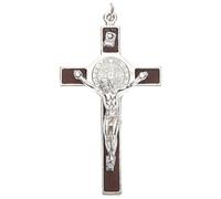 Hemobllo Collier Croix de Jésus pour Homme et Femme, Pendentif Crucifix en Alliage de Zinc Résistant, Chaîne Longue Élégante, Bijou Catholique pour Présent et Usage Quotidien