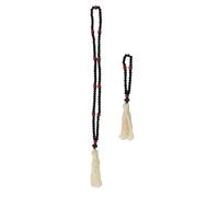 Hemobllo Collier Croix en Bois avec 110 Perles 33 Perles, Pendentif Crucifix avec Pompon, Bijoux Chrétiens Unisexes pour Voiture et Décoration Intérieure, Présent Religieux de Noël et