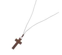 Hemobllo Collier Croix en Bois Sculpté la Main avec Cordon Ajustable, Pendentif Croix Vintage Unisexe, Bijou en Bois Naturel pour Homme et Femme, Accessoire Mode Symbolique et Polyvalent