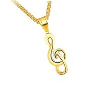 Hemobllo Collier Homme Créatif Symbole Musical Pendentif Chaîne Hip-hop Résistante Élégante pour Cadeau