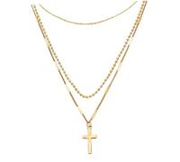 Hemobllo Collier Multi Couches Forme de Croix Doré Bijoux de Cou Fashion pour Femmes et Accessoire Élégant pour Toutes Occasions