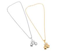 Hemobllo Collier Pendentif Boxe Punk Ras-du-cou en Métal Argenté et Doré, Bijou Unisexe pour Femmes et Hommes, Lot de 2 Set de Pièces, Accessoire Mode Gym et Streetwear