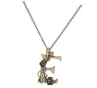 Hemobllo Collier Pendentif Lettre E en Alliage Antique Couleur Bronze Chaîne Décorative Vintage pour Femmes Style Rétro Rose Enroulée Accessoire Mode pour Pull et Robe
