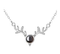 Hemobllo Collier Pendentif Ornement de Cou Artisanal de Cerf Blanc Platine Chaîne de Clavicule Élégante Réglable Accessoire Bijouterie Romantique pour Fête et Usage Quotidien