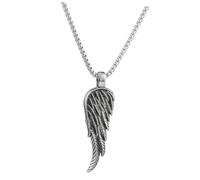 Hemobllo Collier Pendentif Plume Aile D'ange Unique en Acier Inoxydable Noir, Chaîne Clavicule pour Homme, Bijou Élégant et Léger, Accessoire Mode pour Pull et Usage Quotidien