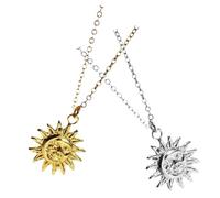Hemobllo Collier Pendentif Soleil Et Lune 2 Pcs Plaqué or 18k Acier Inoxydable Femmes Mode Fête Quotidien Léger